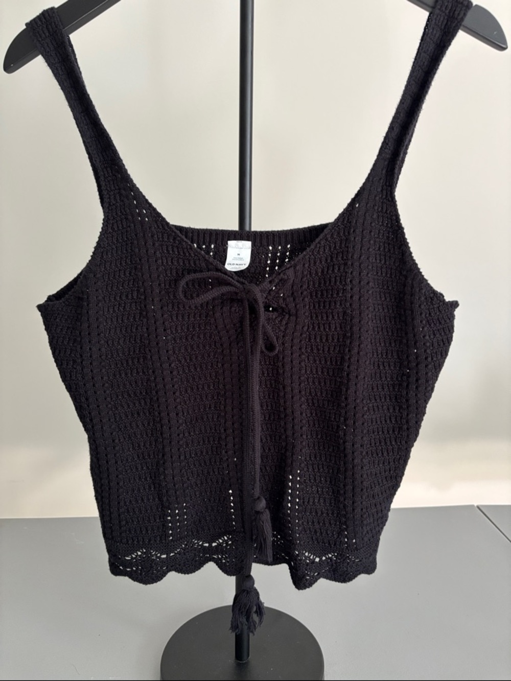 Old Navy Black Crochet Tie-Front Camisole